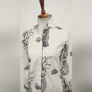 VILAGALLO PINEAPPLE BLOUSE WITH GOLD TRIM